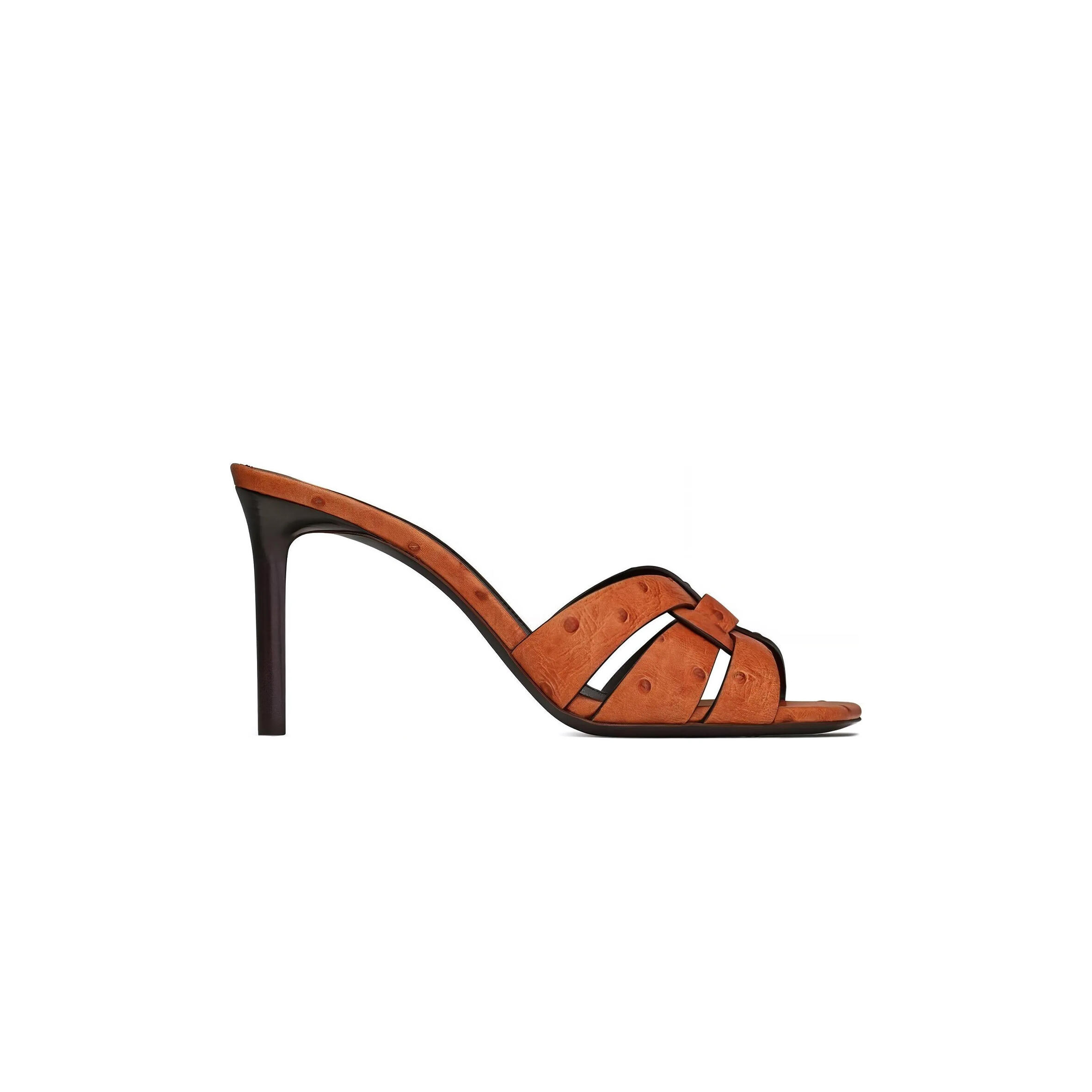 Y51 tribute mules in ostrich-effect leather 650986aaark2204